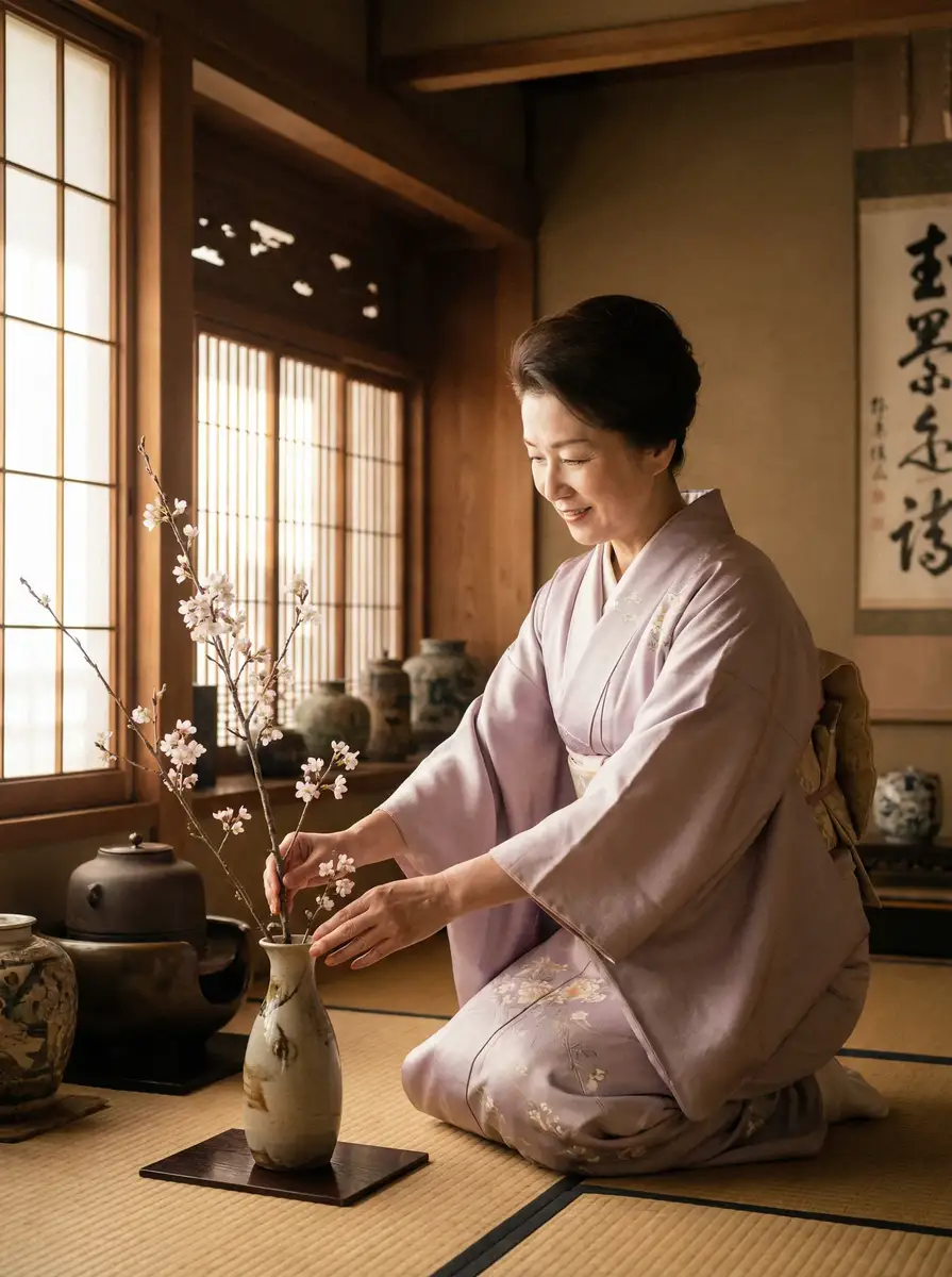 一位优雅的 草榴-成人论坛|最新资源分享|免费注册 在和室中插花